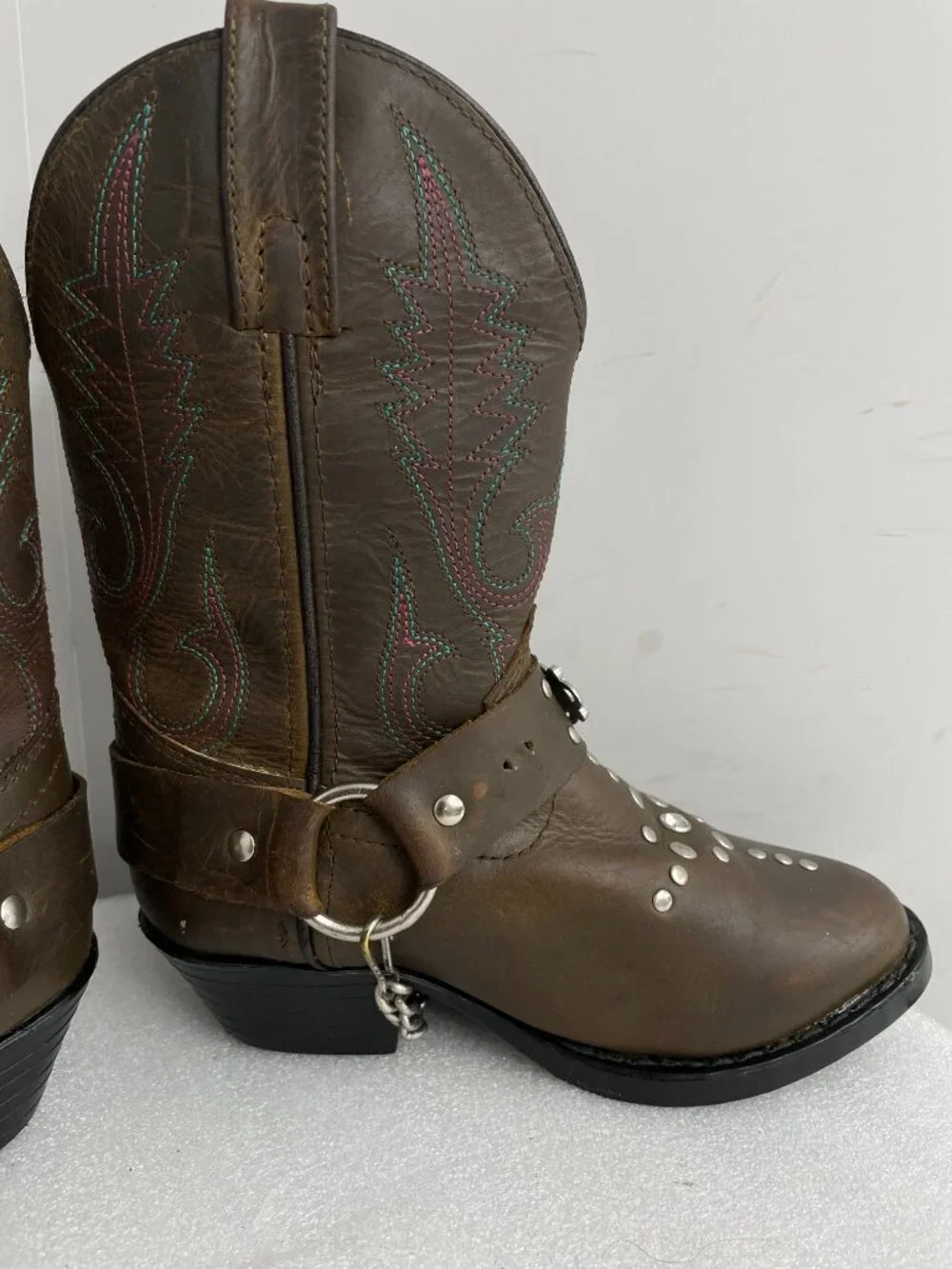 Smoky Mountain Western Boots Rhinestone Harness Brown Kids Size 12 D